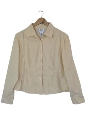 Talbots Petite Small Yellow Button Shirt Womens Fitted Stretch Blouse